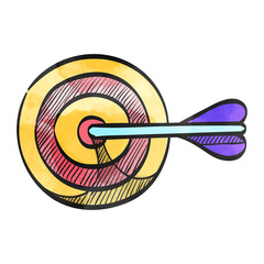 Watercolor style icon Arrow bullseye