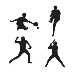 collection of baseball player silhouettes