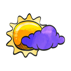 Watercolor style icon Forecast partly cloudy