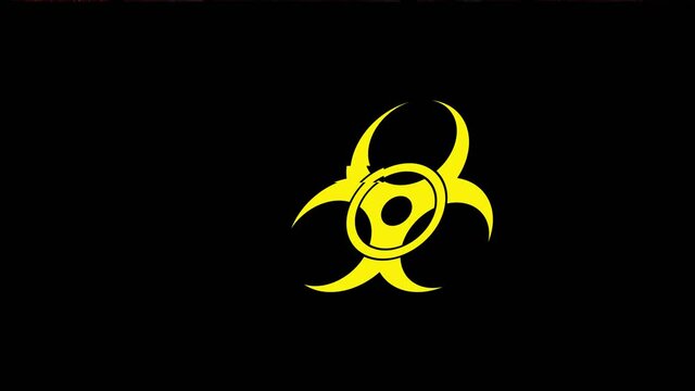 Motion graphic of Digital biohazard warning symbol show up and virus outbreak. Motion graphics