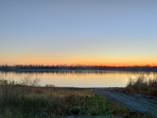 View of the autumnal bank of the Irtysh River in the Omsk Region.