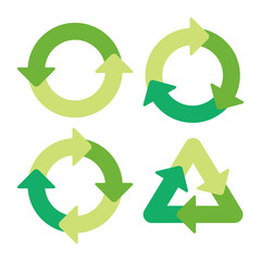 円形・三角形のエコカラーサイクルアイコンセット