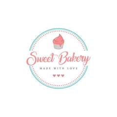 Bakery and Dessert Logo, Sweet Bakery Logo, Sign, Template, Flat Design Vector