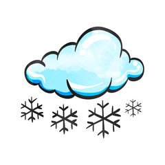Watercolor style icon Weather overcast snowing
