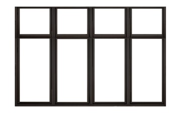 Black sliding wood window frame isolated on a white background
