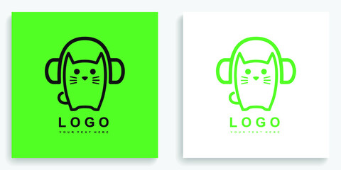 Cat Headphone Headset Animal Logo. Modern logo icon symbol template vector design