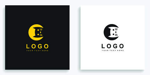 Black Yellow Cat Animal Logo. Modern logo icon symbol template vector design