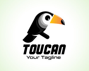 simple toucan bird sit at branch illustration logo icon symbol design inspiration