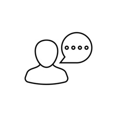 man talking icon in flat black line style, isolated on white background 