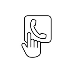 Obraz premium Call us icon in flat black line style, isolated on white background 