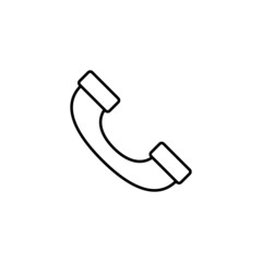Phone call icon in flat black line style, isolated on white 