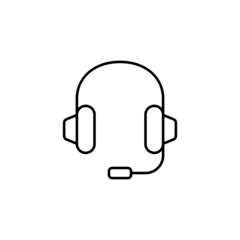 headphones icon in flat black line style, isolated on white 