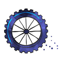 Watercolor style icon Motorcycle tyre