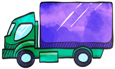 Watercolor style icon Truck