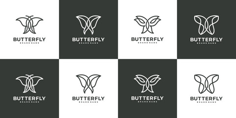 Fototapeta na wymiar abstract logo butterfly line art logo template