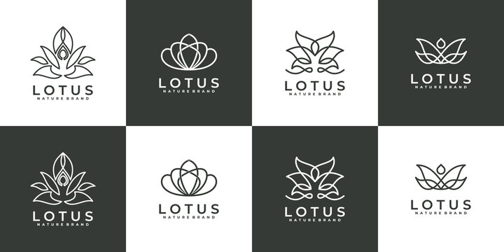abstract logo Luxury line art flower rose logo collection