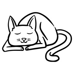 Hand drawn sleeping cat.