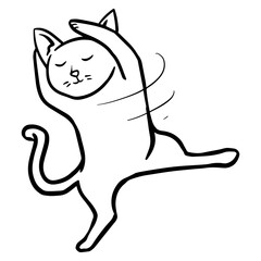 Hand drawn dancing cat.