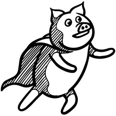Hand drawn pig.