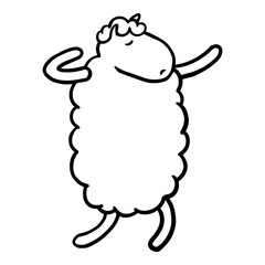 dancing sheep hand hand drawn.
