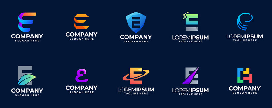 abstract logo letter e gradient logo collection
