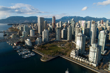 Fototapeta na wymiar Aerial view of Vancouver, BC just before sunset
