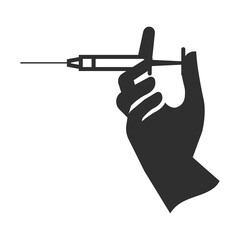 Vaccination icon in black and white.