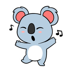 Cartoon Singing Koala Vector Illustration