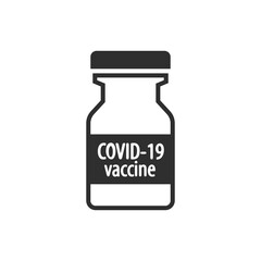 Vaccine vial icon in black and white.