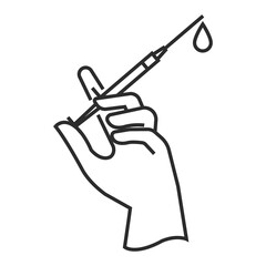 Vaccination icon in thin outline.