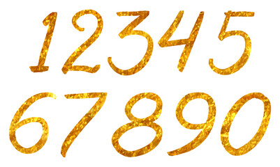 Numbers in gold glitter style.