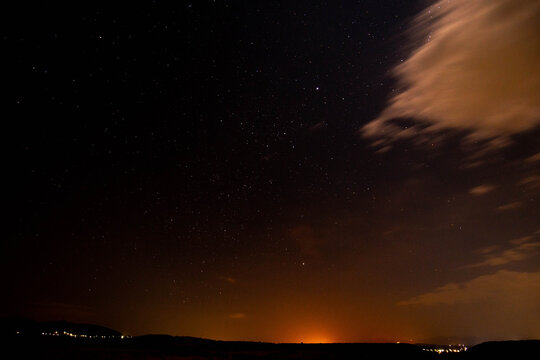 Panorama milky way galaxy with stars and space dust in the universe, noise photo nigth, Night sky with stars and galaxy in outer space, universe background, clouds moving, perfect photo at nigth