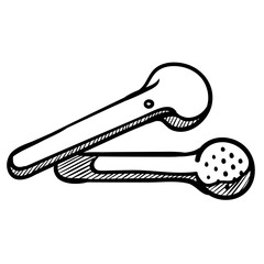 Bluetooth headset speaker in hand drawn illustration.