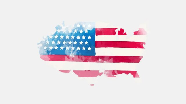 Stroke brush the national flag of USA in stop motion effect. Usa flag brush strokes art background.