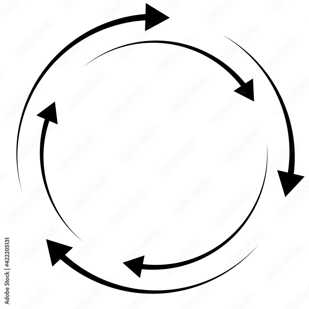 Leinwandbilder Rotating arrows. Concentric, radial, and circular arrow element. Cycle-cyclical cursor, pointer icon