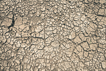 Landscape ground cracks drought crisis environment background.