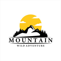 Fototapeta na wymiar mountain logo vintage vector illustration template design. adventure mountain logo wildlife concept design
