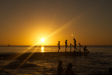 Enjoying the sunset at the beach