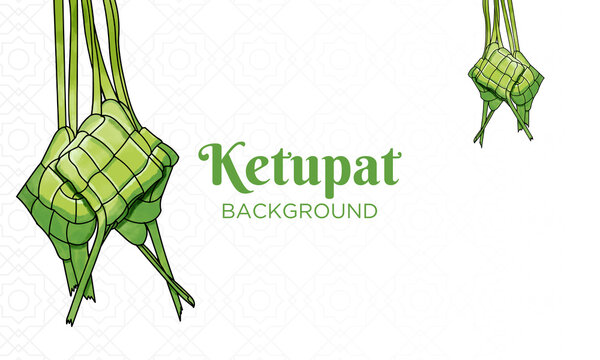 Hand-drawn Watercolor Ketupat Ramadan Background