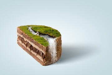 Green landscape on top of cake