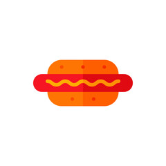 Hotdog, Sausage Flat Icon Logo Illustration Vector Isolated. Fast Food and Restaurant Icon-Set. Suitable for Web Design, Logo, App, and Upscale Your Business.