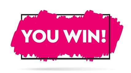You win text on brush. Colorful brush design. Hand drawn, design elements. Motion graphics - Powered by Adobe