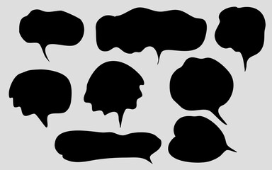 Vector set of speech bubbles. Doodle hand draw like kids style in pastel color for use in business, chat, inbox, dialog, message, question, communication, talk, speak, sticker, balloon, thinking