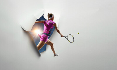 Paper breakthrough hole effect and tennis player