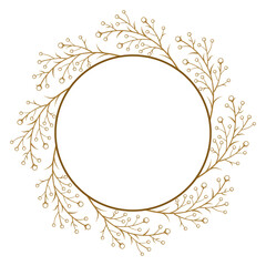 Vector round floral wreath. Elegant graphic frame.