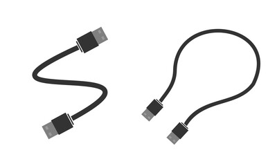 Obraz premium A set of USB to USB cables for connecting various devices. Flat vector illustration