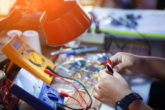 Electronic equipment measurement by skilled technicians.