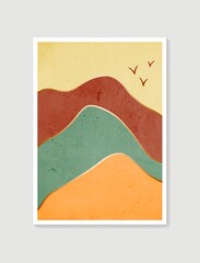 Modern minimalist art print. Abstract mountain contemporary aesthetic backgrounds landscapes. Arts design for wall framed prints, poster, cover, home decor, canvas prints, wallpaper.