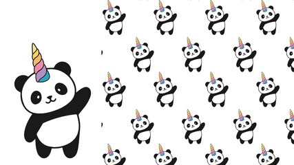 Obraz na płótnie Canvas cute unicorn panda