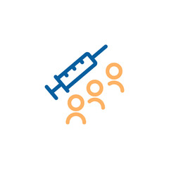Coronavirus covid-19 vaccine thin line icon. Vector illustration for concepts of fighting against virus, immunization, treatment, blood donation and other kinds of treatments or virus solutions 
